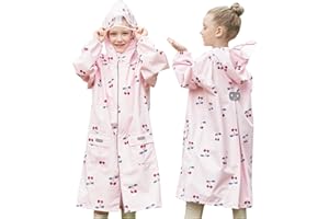 Hovkib Kids Raincoats Rain Poncho Toddler Girls Rain Jacket Waterproof Poncho Reusable Rainwear with Backpack Cover 2-12 Years