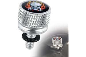 YHTIMIOX Seat Bolt Screw Knurled Stainless Steel Seat Bolt for Harley 1996-2023 (Chrome,Flame Skull)