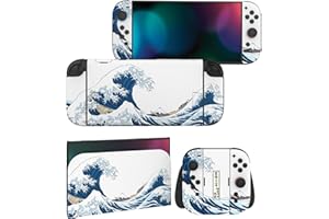‎PLAYVITAL PlayVital Komplettschutz Folien-Set für Nintendo Switch 2 Konsole & Joy Con, Individuell gestaltete Vinyl-Aufkleber Zubehör für Nintendo Switch 2, Dock und Handgriffe – The Great Wave Off Kanagawa