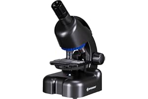 Bresser Mikroskop Junior CM-04 100x900x, mikroskop dziecięcy od 6 lat, oświetlenie LED, uchwyt na smartfon, zestaw eksperymentalny, zasilany bateriami