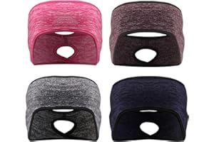 EUPSIIU 4 Stück Laufstirnband für Frauen Mädchen Fleece Ohrenwärmer Stirnband mit Pferdeschwanzloch Yoga Stirnband Thermo Vollabdeckung Ohrenschützer Stirnband Winter Sport Stirnband für Outdoor