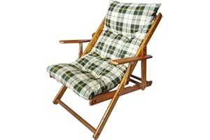 Totò Piccinni Poltrona Sedia Sdraio Harmony Relax in Legno Pieghevole 3 Posizioni (Verde Scacchi)