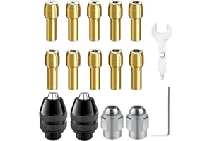 ERZEKRIM 16 Piezas Portabrocas, Multi-Size Juego de Pinzas para Portabrocas, Latón Cabezal Taladro, Tuercas Metálicas, Portabrocas Sin llave, para Racores Ligeros, Taladros de Alta Velocidad