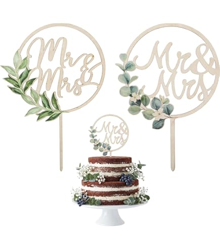 Yuanchu 10er Set Hochzeit Cake Topper – Acryl Gold – 9,5–18 Cm – Mr & Mrs, Herzen, Elch & Mehr