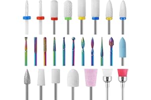 PERMUST Set di 26 Pezzi di Fresas Torno para Uñas, Brocas para Uñas, Fresas para Torno Manicura e Brocas Torno Uñas con 8 Brochette in Ceramica (26 Piezas)