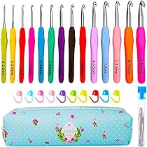 Set Uncinetti Ergonomici 51 Pezzi Per Principianti – Manici Morbidi Colorati, In Alluminio, Misure 2-10 Mm, Con Custodia E Accessori