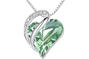 Leafael Infinito Amor Corazón Collar Mujer, Piedra de nacimiento colgante mujer con cristales curativos, Joyería regalos originales para mujer, Collares mujer Plate con Extensor de cadena 18+2