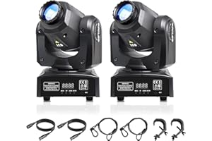 WECAN 2Pack Teste Mobili dj Spot Led Luci Discoteca a Ritmo di Musica, Disco Lights Dmx512 con 8 Gobos e 8 colori Lampade da Discoteca Attivata dal Suono, Luci Led Discoteca Rotante Teste Mobili Luci dj