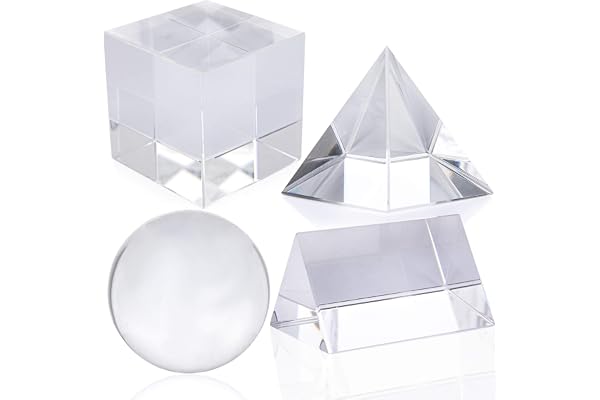 H&D Hyaline & Dora K9 Lot de 4 prismes de photographie optique en cristal 50 mm Boule de cristal Cube Prisme Pyramide