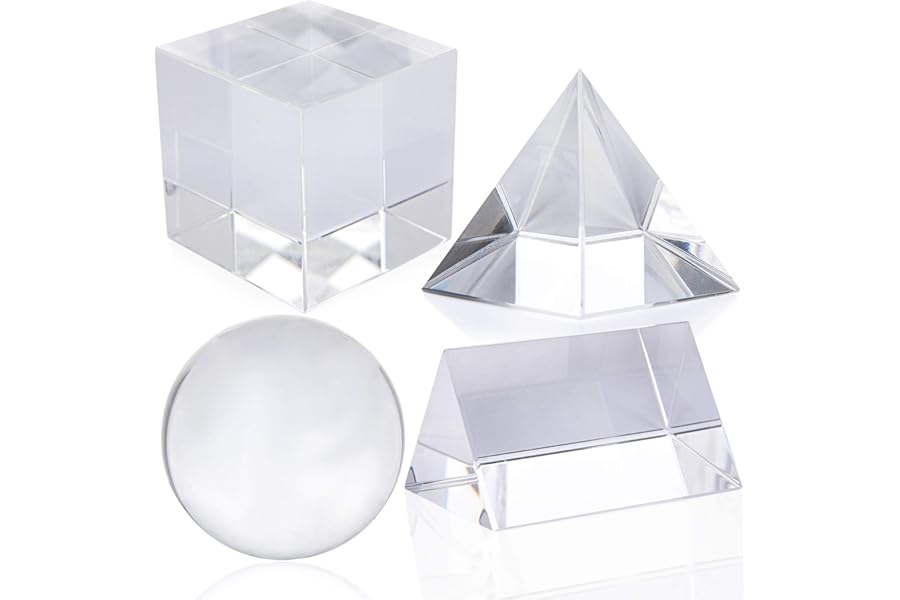 H&D Hyaline & Dora K9 Optical Crystal Photography Prism 4 Piece Set 50mm Crystal Ball Cube Prism Pyramid