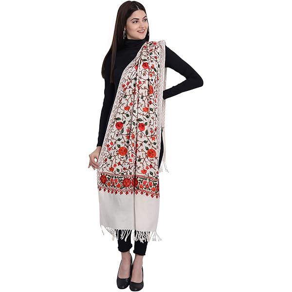 Pashmina Kashmiri Aari Embroidery Woollen Shawl Black U2013