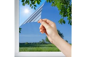 Dimexact Pellicola Anti Calore Solare per Vetri, Installazione Esterna Vetro Superiore a 1,2 Metri Quadri, Argento Scuro, Larghezza Fino a 1,52 m, in Rotolo