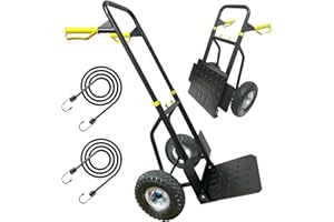 BUBGUIY Sackkarre klappbar mit 2X großen Industrierädern Schwerlast höhenverstellbare Sackkarre mit hochbelastbaren leisen Rädern, 150 kg Tragkraft (inkl. 2 Gummibänder)