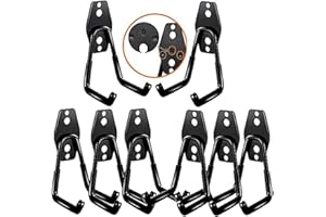 3-H Lot de 8 Crochet Mural Garage en Forme de U (Petit), Crochet de Garage à Double Crochets en Acier Résistant avec Revêtement Anti-Dérapant pour Rangement Outils de Jardin et Atelier,Noir