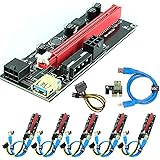 Ubit 6 Pack PCI-E Riser Express Cable 16X à 1X (Dual-6pin / MOLEX) avec Extension Graphique LED Ethereum ETH Mining Powered R