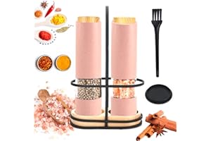 Sjpzwcrl Macina Pepe Sale Elettrico: - Porta Sale e Pepe Set A Batteria Macinapepe Macinino Spezie Macina Sale Grosso a Fino Macine Peperoncino con Supporto, 2 Pezzi (Rosa)