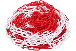 szkoo Catena di chiusura a catena, 61 m, rosso e bianco, catena di intercettazione in plastica per sicurezza di allarme, controllo umano, traffico, linea di coda