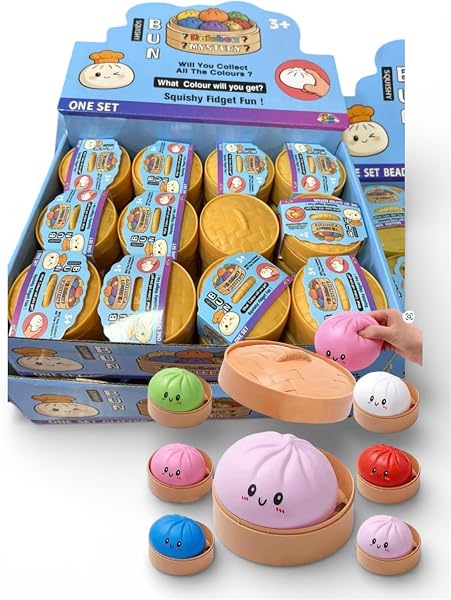 HeartGlobal 1x Squishy Dumplings Buns Virale Geschenkidee kleine 5cm Mystery Dumplings Trend mit Box Anti Stress Steamed Buns Cute Süß Versandschutz - 1
