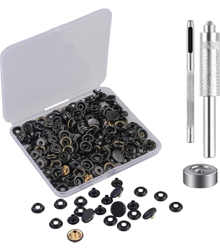 MSDADA-Set de 50 Pcs Boutons Pression en Métal, Boutons Pressions Metalliques à Bouton, Boutons Pression Set Pour Vêtements en Cuir,Artisanat, Jean, Portefeuille,Sac à Main(Or