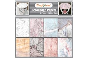 CrafTreat Reusable Marble Decoupage Paper - A4 Size (8.3 x 11.7 Inch) - 8 Sheets - Ideal for Furniture Decoupage