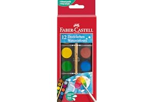 ‎FABER-CASTELL FABER-CASTELL 125017 - Wasserfarbkasten 12 Farben, inkl. Pinsel, Malkasten für Schule und Freizeit