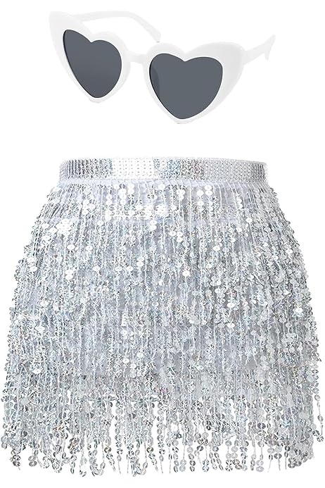 Jupe à Paillettes Scintillantes Pour Danse Samba De Carnaval De Rio Jupe De Danse Du Ventre Jupe A Franges A Paillettes Pour Femmes Costume De P18766110