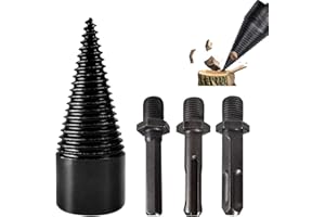 Umelee Punta Conica Spaccalegna, 32mm Punta Spaccalegna per Trapano con 3 Alberi di Perforazione, Spaccalegna a Cono di Vite, Cono per Trapano per Spaccalegna, Trapano Elettrico, Taglialegna