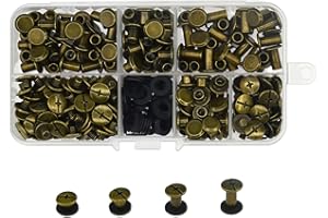 JJWNMLL Set di 120 Viti Chicago, rivetti Chicago, rivetti in metallo, per la riparazione di borse, artigianato, collare, cablaggio, bagagli, borsa, guinzaglio per cani, zaino, cintura (bronzo)