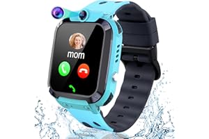 ELEJAFE Smartwatch Kinder mit GPS und Telefon, Kinder GPS Intelligente Uhr SOS wasserdichte IP68 Voice Chat Schulmodus Gegenseitiges Anrufen Touchscreen für Jungen Studenten Kinder