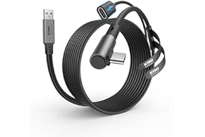 KIWI design Kabel łączący z ładowaniem 5M kompatybilny z akcesoriami Meta Quest 3s/3/2/Pro/Pico 4 i PC/SteamVR kabel łączący USB 3.0 do USB C z superprędkością 5 Gb/s do rozszerzonej rozgrywki, czarny