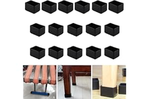 SKYPRO 16 piezas de protectores de patas de silla rectangulares de 20x30 mm de silicona, tapas de patas de silla negras, protectores para patas de muebles, tapas para patas de taburetes para evitar rayones