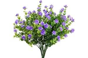 RUIUZIOONG Ruiuzi Fiori Finti Artificiali, Confezione da 4 Pezzi, Resistenti ai Raggi UV, per Interni ed Esterni (Violet)
