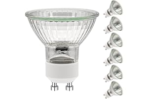 Simusi GU10 Halogen Light Bulbs, GU10 Bulbs 50W, 6 Pack Spotlight Bulbs AC 230V 50W, Light Bulbs Halogen Equivalent Energy 2 Pin 35° Beam Angle 2700K Dimmable Warm White