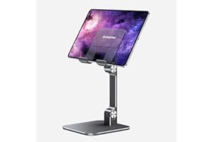elitehood Aluminum iPad Stand, Adjustable iPad Stand Holder for Desk, Desktop Tablet Stand Dock for iPad Pro 12.9 11, iPad Air Mini 4 5 and More 4-13 inches Tablets, Gray