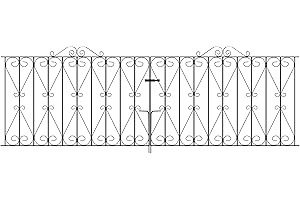 FENCING & GATES & FIREPLACES Regent Scroll Driveway Gates 2743mm (9ft) GAP x 914mm High Galvanised Wrought Iron Metal gate RDZP16