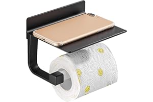 Hoomtaook Portarrollos para Papel Higiénico Portarrollos Baño Adhesivo Portarrollo para Papel Higiénico, Autoadhesivo, Aluminio, Acabado Mate Negro