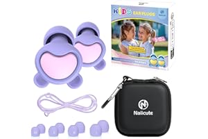 NAIICUTE Bouchons d'oreilles enfants (5 à 12 ans) - Réutilisables Réduction du bruit Bouchon oreille Enfant Pour avion, voyage, concerts, musique, sport, concentration, XS/S/M/L, 26dB Kids Réduction du bruit