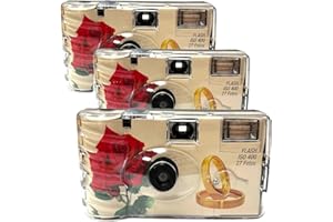 1A PHOTO PORST 3 x Appareil Photo jetable Appareil Photo de fête Appareil Photo de Mariage Rose Rouge + Anneaux chacun 27 clichés