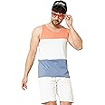 RodZen Men's Cotton Regular Fit Color Blocked Sleeveless T-Shirt