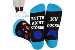 QXRXN Gaming Socken, Zocker Socken mit Spruch auf sohle Bitte Nicht Stören Ich Zocke, Coole Gamer Lustige Geschenke für Männer zum Geburtstag Weihnachten Herren 43-46 Teenager Jungen 39-42