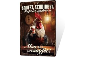 Putuo Decor 1 Stück Vintage Metall Bar Blechschild, Zinn Zeichen Wand Kunst Dekor für Home Bar Pub Club Garage Mann Höhle Dekor 7,8 x 11,8 Zoll (Saufst Schdirbst)