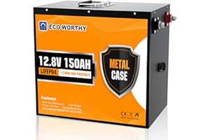 ECO-WORTHY 1920wh Batteria al Litio LiFePO4 da 12.8 V 150 Ah Ricaricabile con 3000 Cicli Profondi e BMS Incorporati, Perfetta per Camper, Marine, Pannello Fotovoltaico, Casa