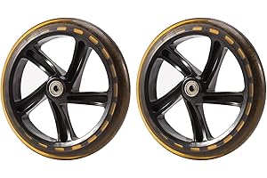 FOXCUP POOSR 2 StüCk - Ruote da 200 mm, in poliuretano, 30 mm, cuscinetti a sfera ABEC-7, accessori per scooter, colore: Nero trasparente