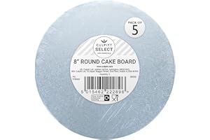 Culpitt Select 8" Cake Boards, Round, 12mm Thick Lightweight Cake Plate For Celebration Cakes, Birthday Treats, Cupcakes, and More! Strong, 8 Inch, Pack Of 5