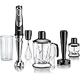 Braun MultiQuick 9 MQ Hand Blender - with Active PowerDrive and SplashControl, incl. Masher, Vegetable Masher, Blender, Chopper & Whisk, 1200 Watt, Black/Stainless Steel