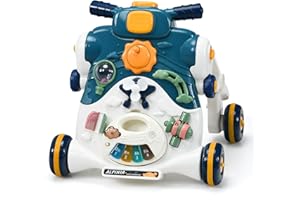 GOPLUS Comandador interactivo para bebé de 6 a 36 meses, multifuncional, Minicar evolutivo 3 en 1 con panel inteligente, con música y luz, 4 ruedas con 2 velocidades (azul)