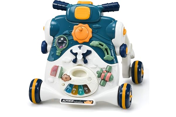 GOPLUS Trotteur Bébé Fille Garçon 6-36 mois Multifonctionnel, Trotteur Bébé Évolutif 3-en-1 Minicar avec Panneau Intelligent, Musique et Lumière, 4 Roues avec 2 Vitesses (Bleu)
