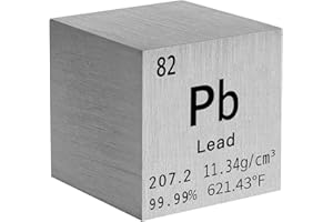 STPCTOU Lead Cube Pure Metal High Density Cube Laser Engraved Cube for Element Collection Lab Material Periodic Table of Elements Collection DIY Teacher Science Creative Gift (Lead, 1 Inch)
