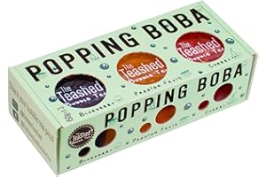 THE *TEASHED Popping Boba Set for Bubble Tea | Boba Kit Gift Set Contains 3 Flavours of Boba Pearls Making 9 Servings with 9 Paper Straws | Passion Fruit, Blueberry and Cherry Bubbles | By The TeaShed