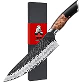 SHAN ZU Cuchillo Japon&eacute;s Forjado a Mano, Cuchillo de Cocina 20 cm, 7 Capas Cuchillo de Chef Afilado de Acero al Carbono, Cuch